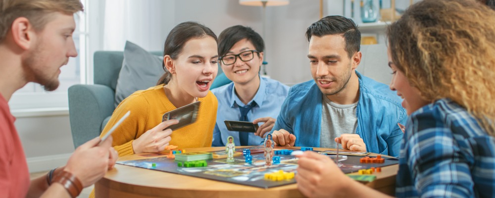 friends playing board games